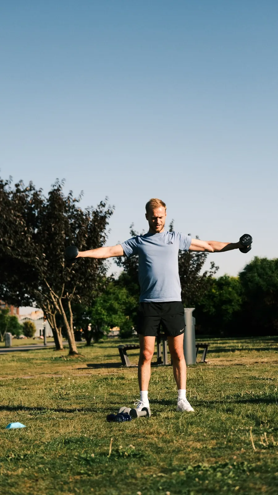 Dumbbell workout in the park